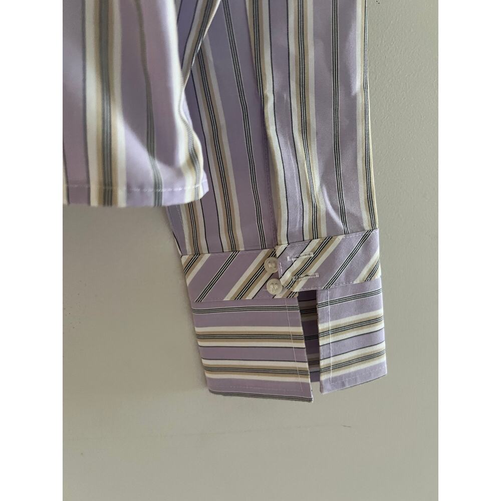 Liz Claiborne Lavender and White Striped Button-Up Blouse - Picture 6 of 9